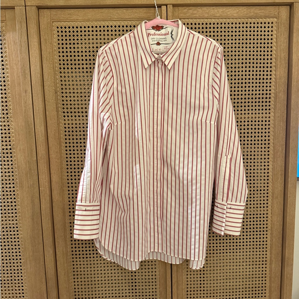 By Malene Briger red and cream striped button up size 42